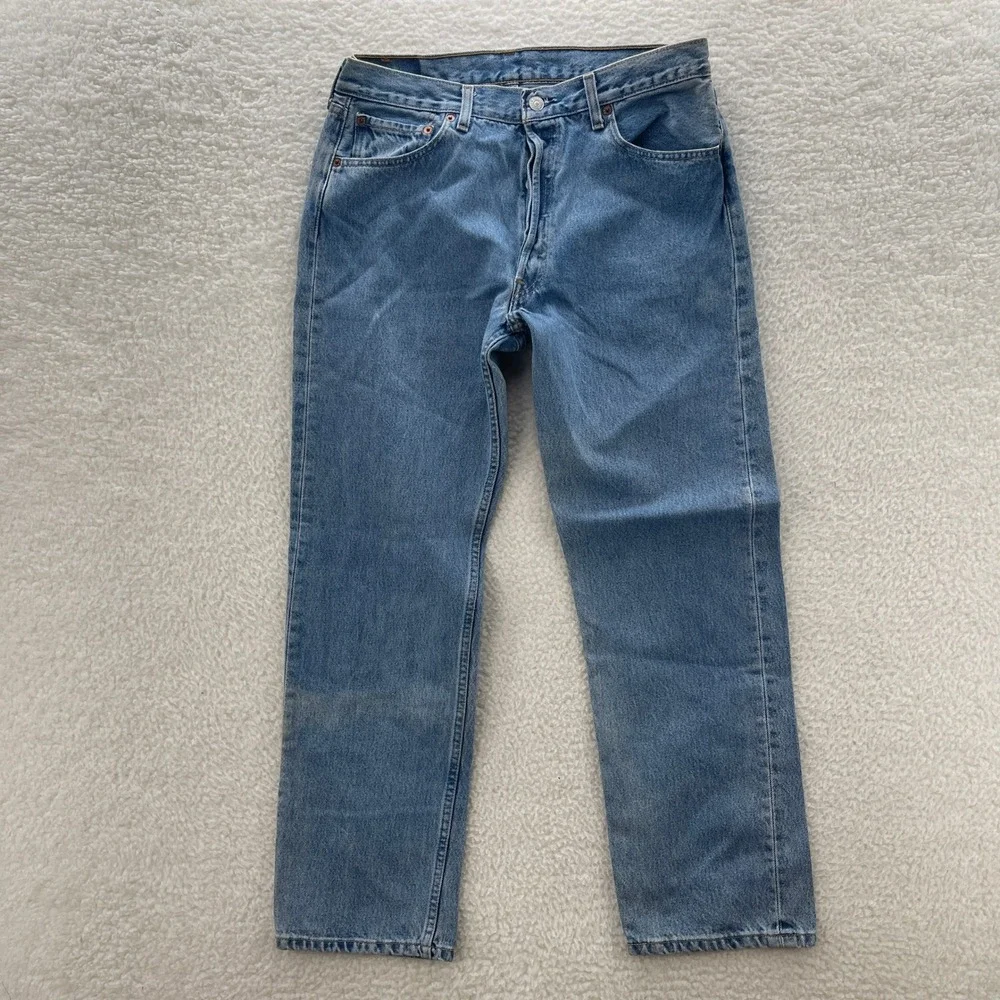 Levis 501 Jeans Mens 34x30 Blue Medium Wash Original Straight Button Fly Denim